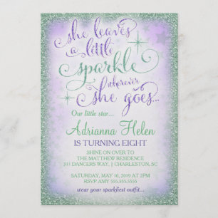 311 She Leaves a Little Sparkle Purple Mint Invitation