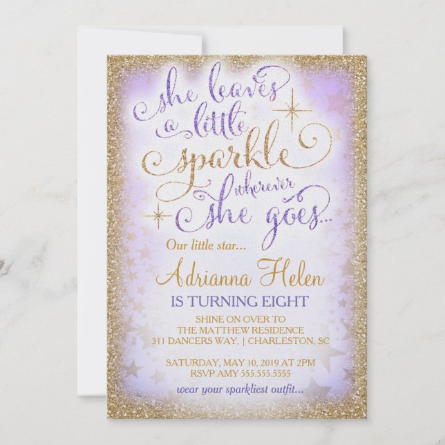 311 She Leaves a Little Sparkle Wherever Purple Invitation (Front)