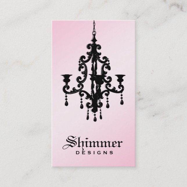 311-Shimmer Chandelier Pink 2 Business Card (Front)