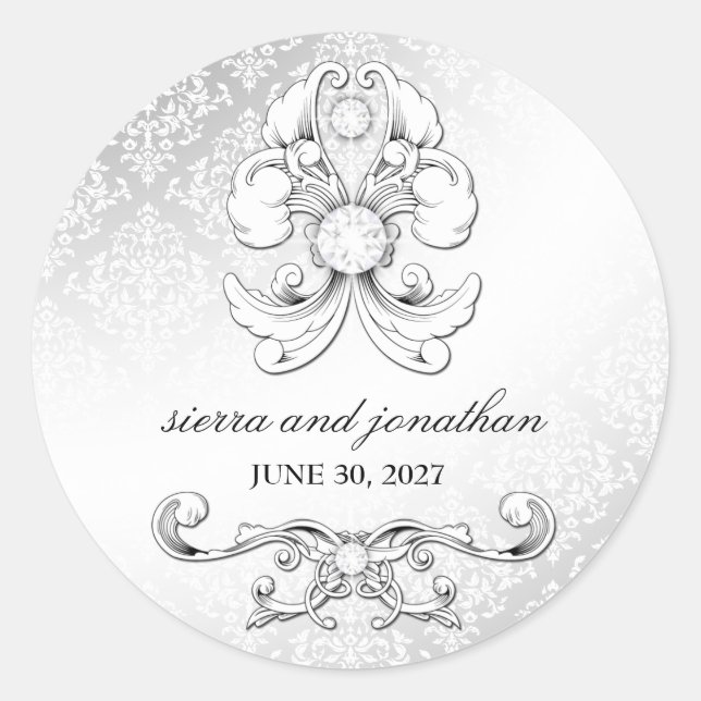 311-Silver Diamond Luxe Damask Sticker (Front)