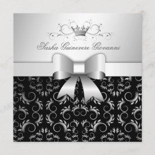 311-Silver Divine Bow   Noir Sweet 16 Invitation