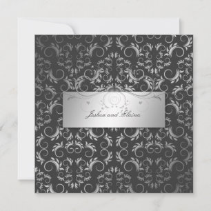 311-Silver Divine Charcoal Grey Invitation