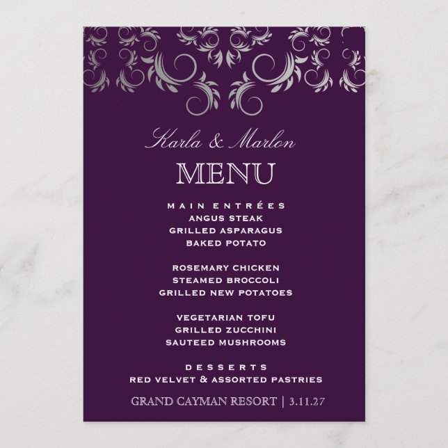 311 Silver Divine Eggplant Menu (Front)