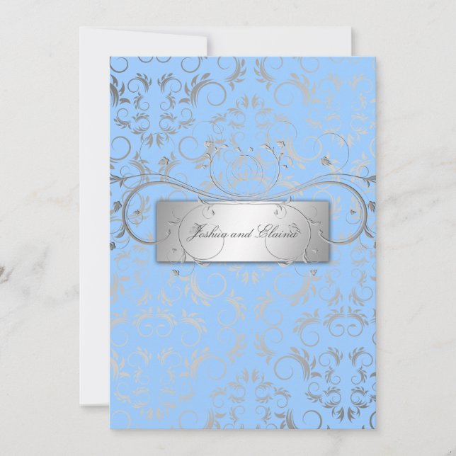 311-Silver Divine | Light Blue Invitation (Front)