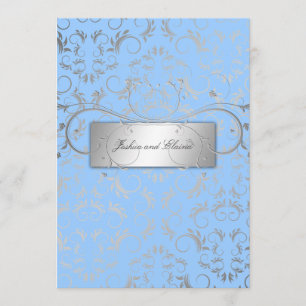 311-Silver Divine Light Blue Invitation