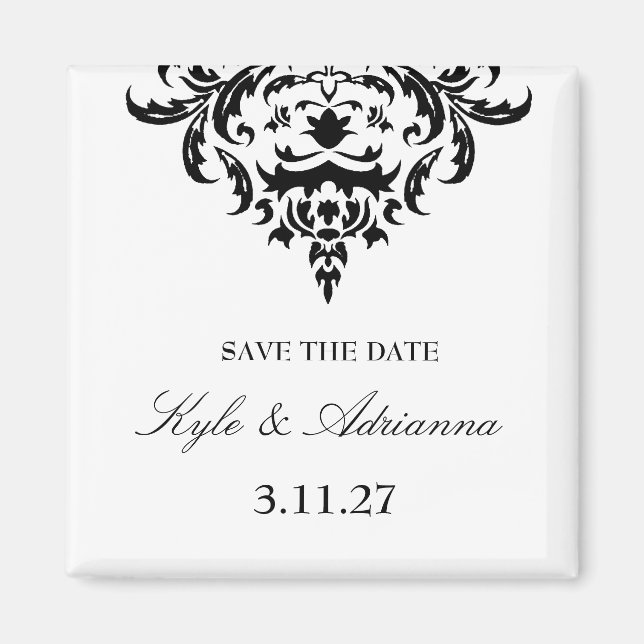 311-Simplisticly Elegant Damask Save the Date Magnet (Front)