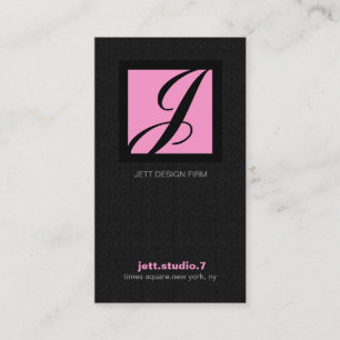311-SIMPLY SQUARE MONOGRAM TEXTURE-PINK BUSINESS CARD
