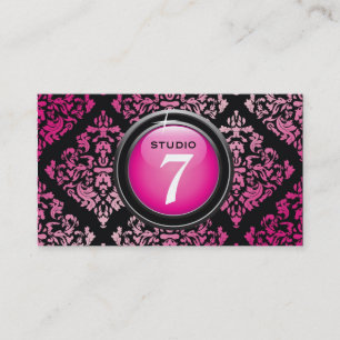 311-Sleek "Button" Hot Pink Yummy Damask Business Card