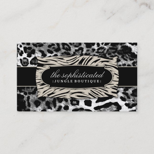 311 Sophisticated Jungle Black Leopard Business Card (Front)
