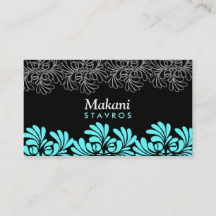 311-SOPHISTICATED SWISH BLACK - SEA BLUE BUSINESS CARD