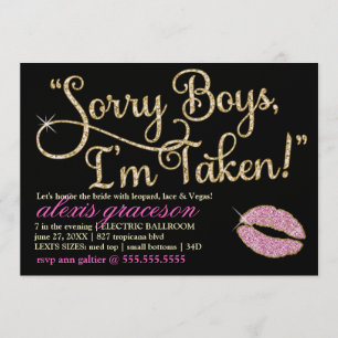 311 Sorry Boys I'm Taken Bachelorette 2 Kiss Invitation