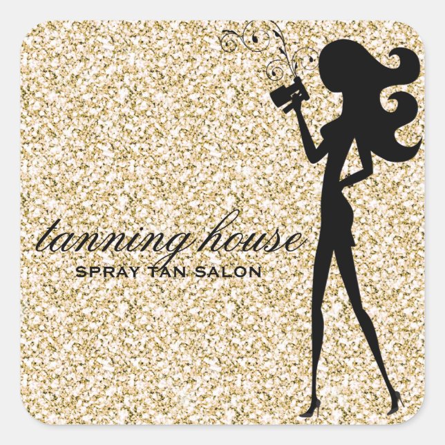 311 Spray Tan Fashionista Silhouette Faux Gold Square Sticker (Front)
