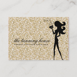 311 Spray Tan Fashionista Silhouette Gold Sparkle Business Card