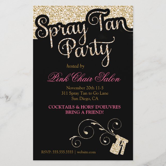 311 Spray Tan Party Flyer Gold Faux Sparkle (Front)