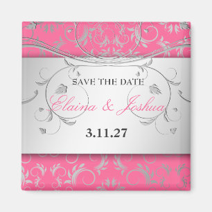 311-SSilver Divine   Luscious Pink Save the Date Magnet