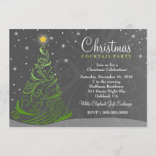 311 Starry Night Christmas Invite Grey