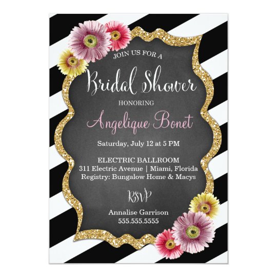 311 Striped Gerbera Daisy Bridal Shower Card