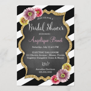 311 Striped Gerbera Daisy Bridal Shower Invitation