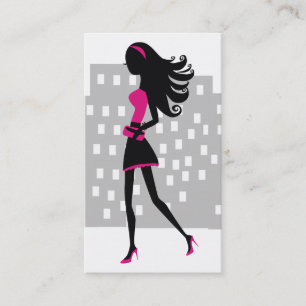 311 Stylish City Girl   Sizzling Pink Business Card