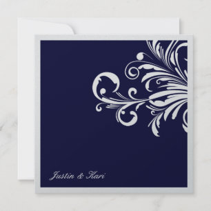 311-Swanky Swirls Trim_Navy Metallic Invitation