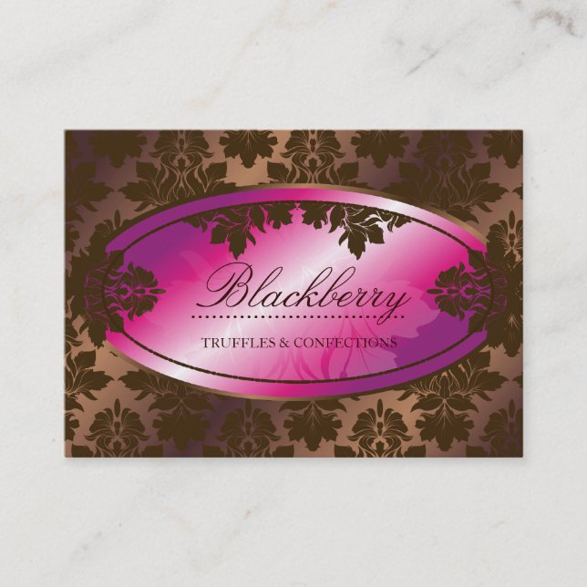 311-Sweet Blackberry Chocolate Truffle Damask Business Card (Front)