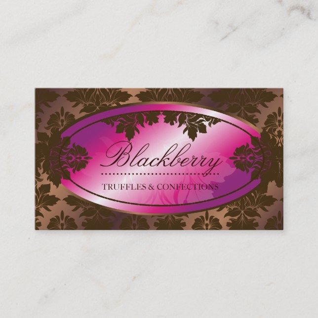 311-Sweet Blackberry ChocolateTruffle Damask Business Card (Front)