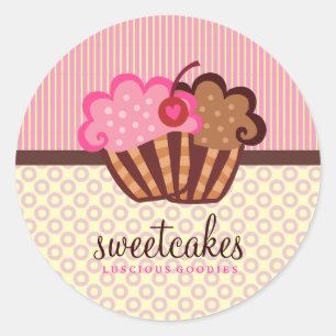 311 Sweet Cakes Cupcake Dots n Stripes Classic Round Sticker