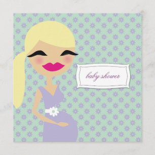 311-Sweet Pregnant Mummy Floral - Blonde Invitation