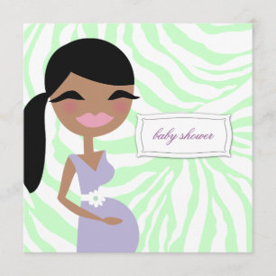311-Sweet Pregnant Mummy Zebra - Ethnic Long Hair Invitation