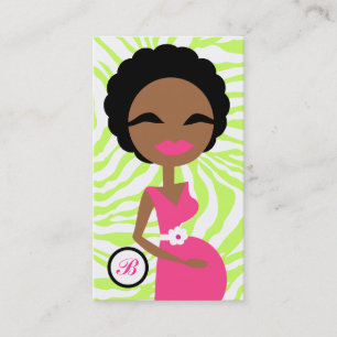 311-Sweet Pregnant Mummy Zebra Lime - Ethnic Business Card
