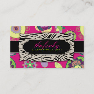 311-The Funky Jungle Pink Flowers Business Card