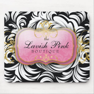 311 The Lavish Pink Plate Black Mouse Mat