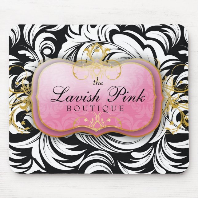 311 The Lavish Pink Plate | Black Mouse Mat (Front)