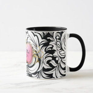 311-The Lavish Pink Plate   Black Mug