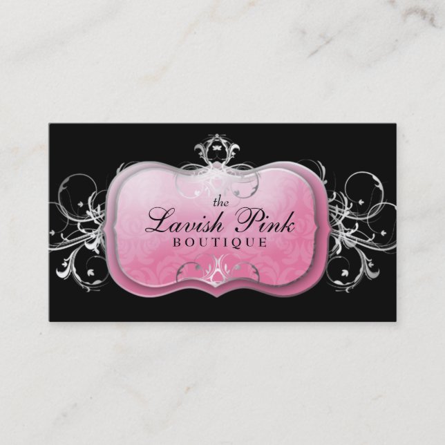 311-The Lavish Pink Plate | Silver Appointment Card (Front)
