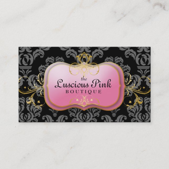 311-The Luscious Pink Plate | Black Business Card (Front)