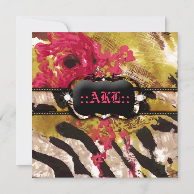 311-Tigress / Zebra Rose Bachelorette Invitation (Front)