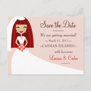 311 TOO CUTIE SAVE THE DATE RED HEAD ANNOUNCEMENT POSTCARD