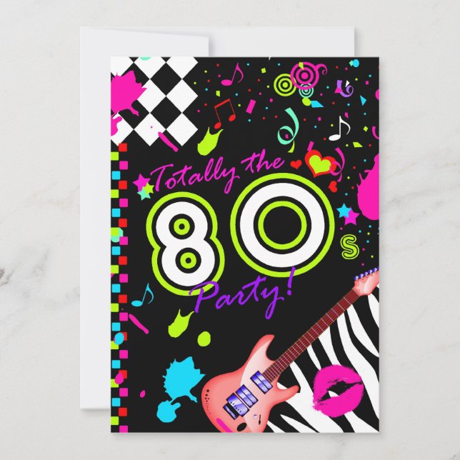 311 Totally the 80s Party - Red Guitar Invitation (Front)