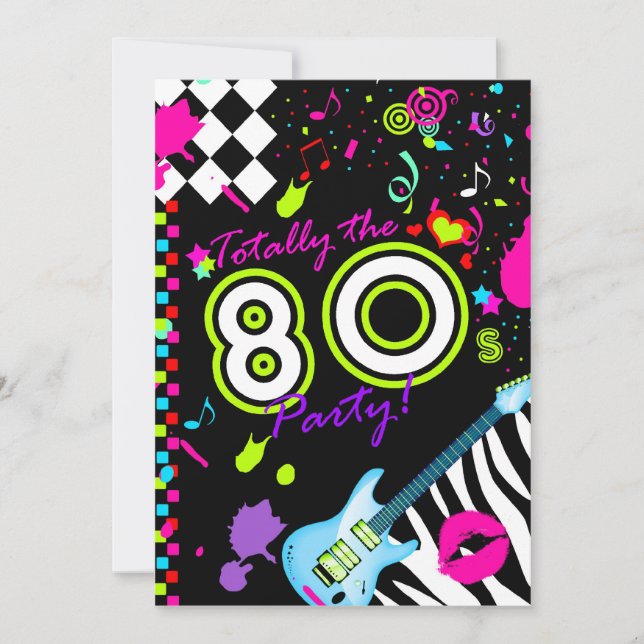 311-Totally the 80s Party - Turquoise Guitar Invitation (Front)