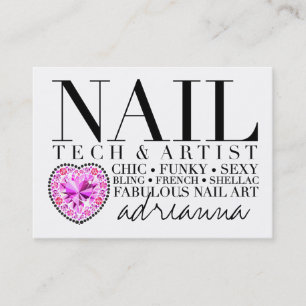 311 Tres Chic Nail Tech Diamond Heart Business Card