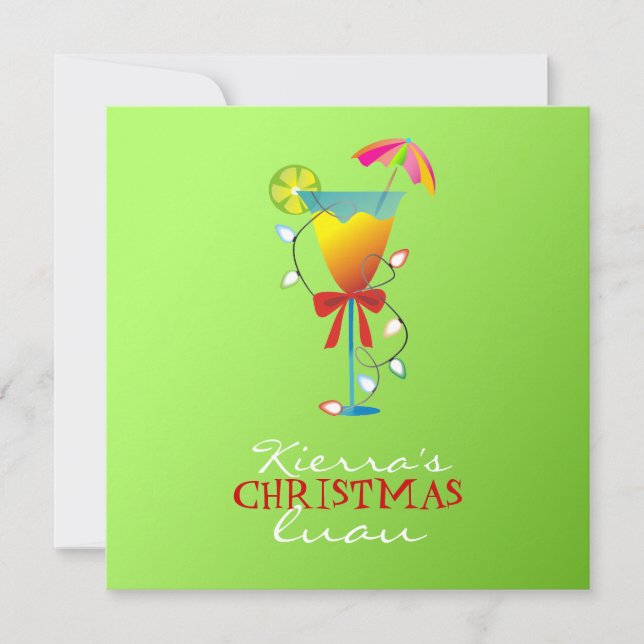 311-Tropical Paradise Christmas Lime Green Luau Invitation (Front)
