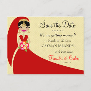311-UPDO SAVE THE DATE INDIAN BRIDE ANNOUNCEMENT POSTCARD