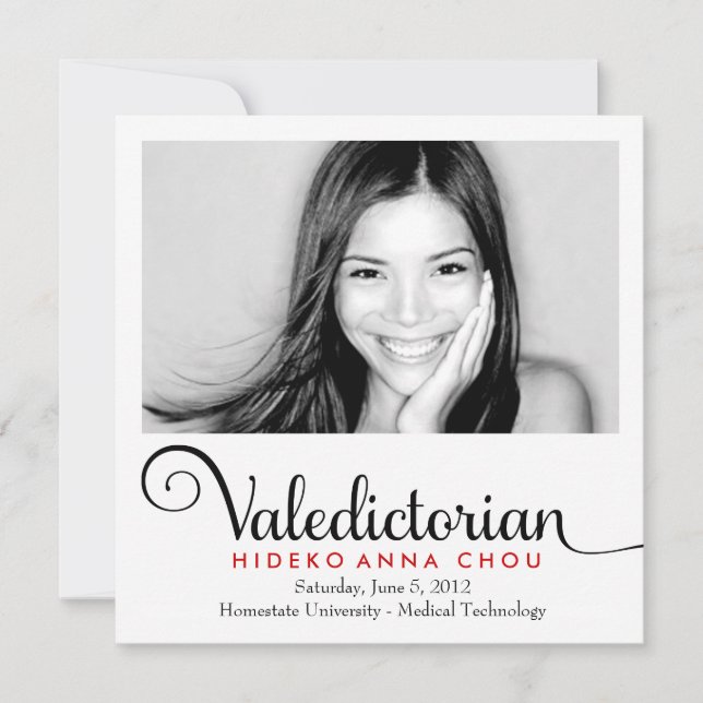 311 Valedictorian Graduation Announcement (Front)