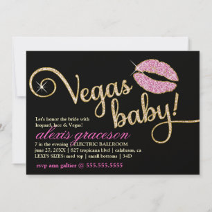 311 Vegas Baby Glitzy Kiss Metallic Invitation