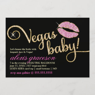 311 Vegas Baby Sparkle Kiss Metallic Invitation