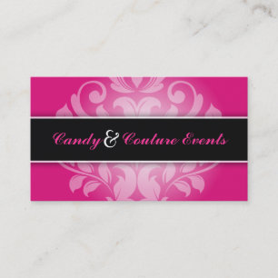 311 Vincelette Damask Hot Pink Liquorice Business Card