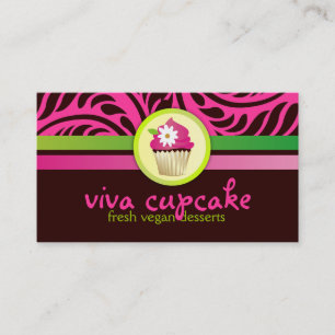 311 Viva Cupcake Pink n Green Stripes Business Card