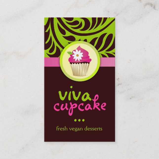 311 Viva Cupcake Vertical Green Business Card (Front)