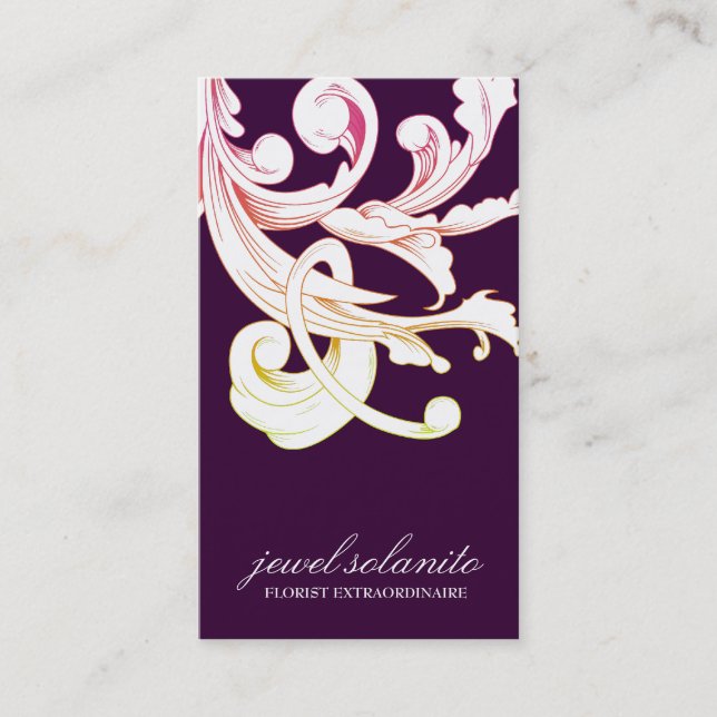 311-Vivid Foliage Flare Eggplant Business Card (Front)